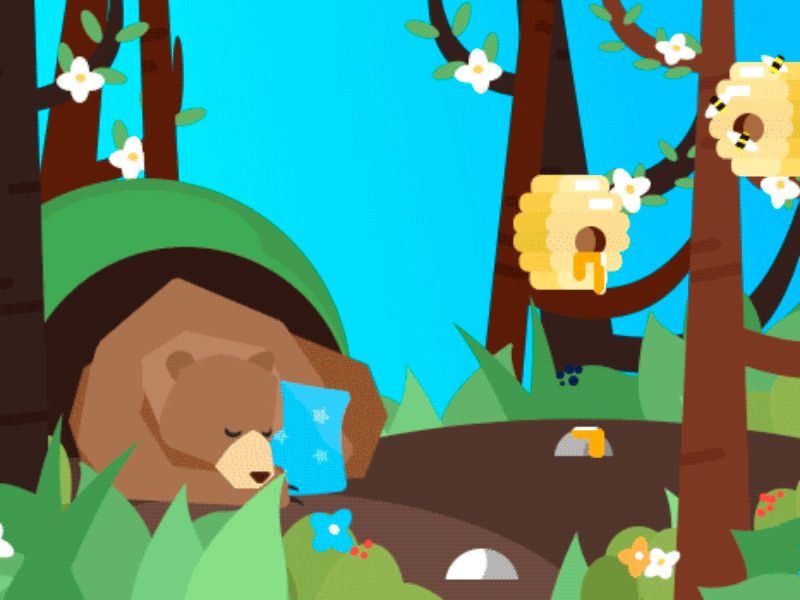 Day 24 animal animation art bear design flat forest illustration sleep