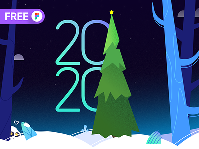 Happy New Year! Freebie 👉 2d art design figma flat free freebie illustration new year noise palette svg vector winter