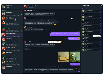 CHAT | Dark Theme chat contacts dark mode dark theme desktop download ui ux web design