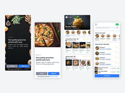 Grocery + Ready Meals Delivery app design food grocery shop light mode mobile search slider ui ux welcome screen
