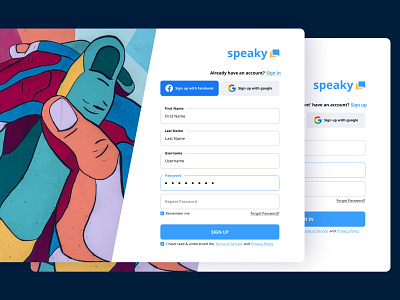 SPEAKY | Sign up | Redesign input forms language learning registration sign in sign up ui ux web design