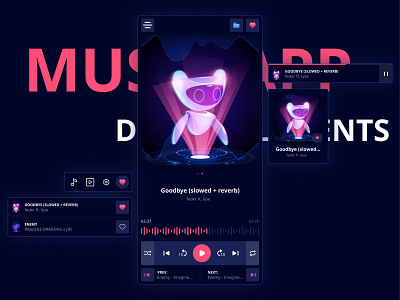 Music App | Design Elements app dark mode design elements mobile music music player song ui ux