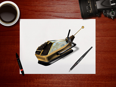 Steampunk Mouse 3d drawing illustration metal mouse paper pencil photoshop portfolio steampunk wood