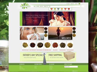 Herbal Miss UX layout ecommerce green logo red tea