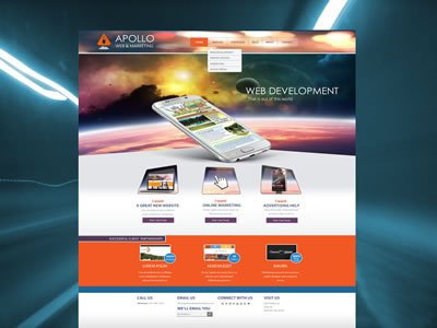 Apollo Web & Marketing orange purple space web agency web design