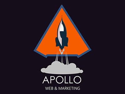 Apollo Web & Marketing Logo brand logo marketing orange purple rocket space