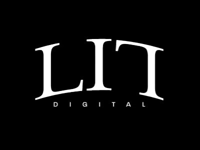 Lit Digital logo agency black and white light lit reversible logo typeface