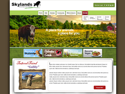 Skylands Animal Sanctuary farm green sanctuary ux vegan website