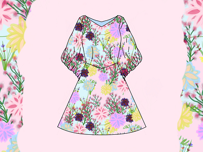 Cherry Blossom dress design cherry blossom cherry blossom dress design designer designs fashion art fashion design fashion illustration illustration illustrator surface pattern design textile design