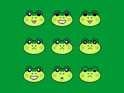 Frog Emoticon art cute emoticon face frog green head icon symbol vector