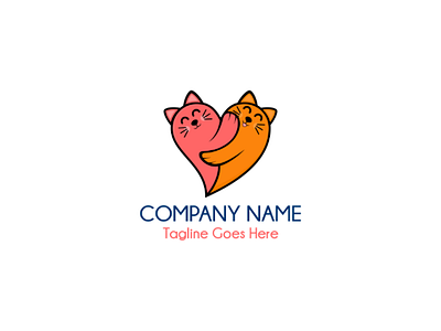 Love Couple Cat cat couple heart logo love orange pink vector