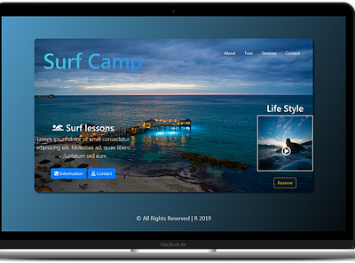 Surf Camp design landing page ui web