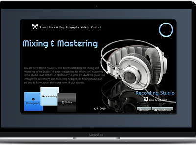 Recording Studio design landing page ui web