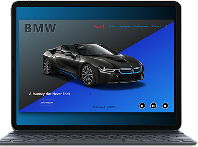 BMW I8 design landing page ui web