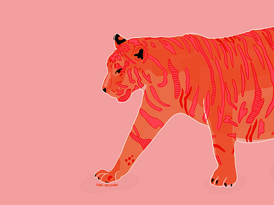 Tiger Illustration adobe illustrator animal illustrations animals artist design fashion illustration illustration illustrator pattern pattern design pink procreate