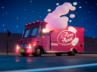 Pizza truck 3d blender cycles illustration truck