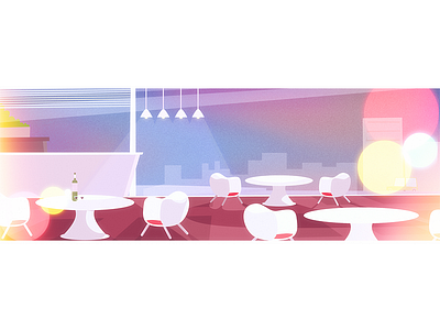 restaurant cafe illustration light night restaurant