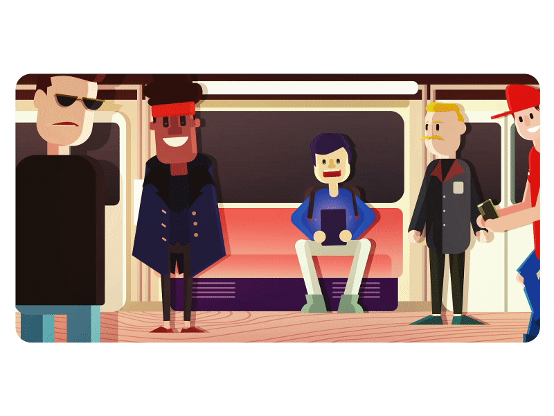 Subway people animation illustration people subway train