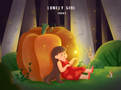 lonely girl design illustration
