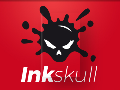 Inkskull black illustration ink logo red skull vector