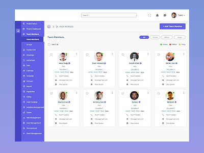 Team Members Dashboard design graphic design ui