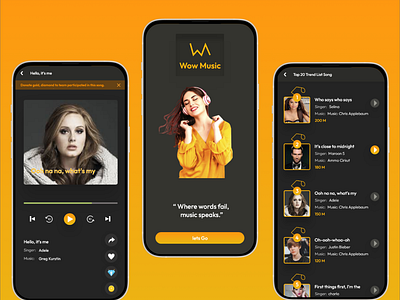 Wow Music mobile app design