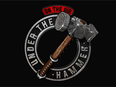 Under the Hammer Radio heavy metal illustration logo retro typography