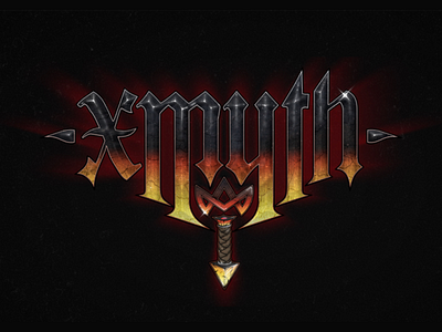 Xmyth heavy metal illustration logo retro typography
