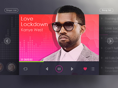 Music Player app china controls design flat music player style ui