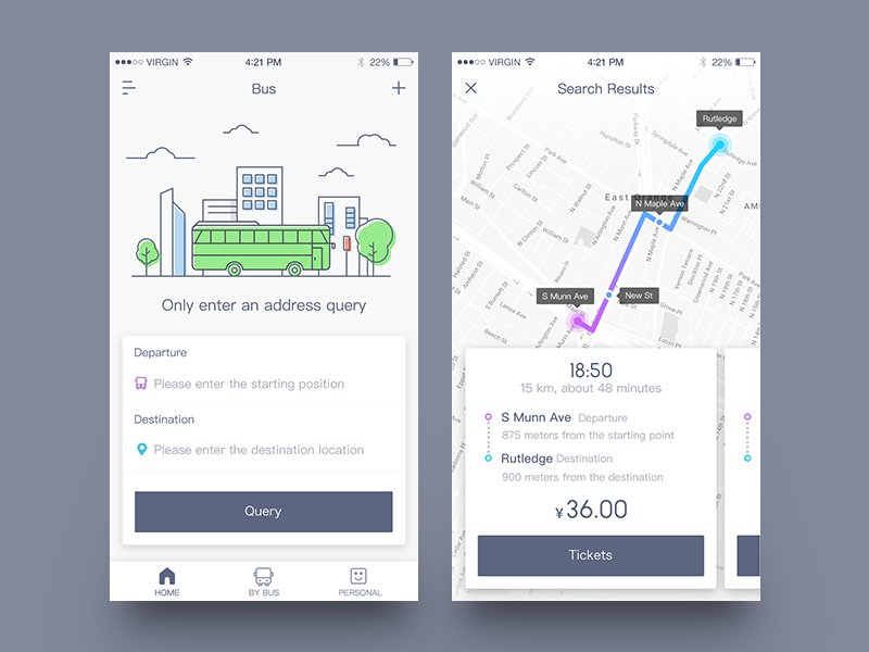 Bus App by YZ on Dribbble