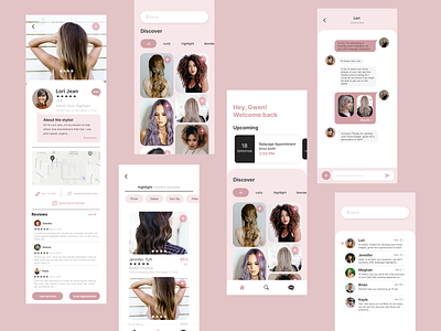 Cut&Color App Design 2: Hairstylist Search/Salon Search app beauty branding design hair salon mobile design mobile ui mobile uiux ui ux