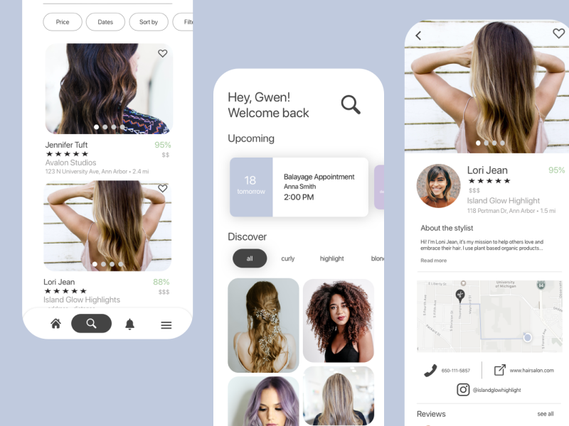 Cut Color App Design Hairstylist Search By Gwen Hornaday On Dribbble