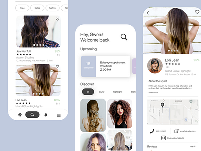 Cut&Color App Design: Hairstylist Search app beauty design hair salon mobile design mobile ui mobile uiux search ui ux