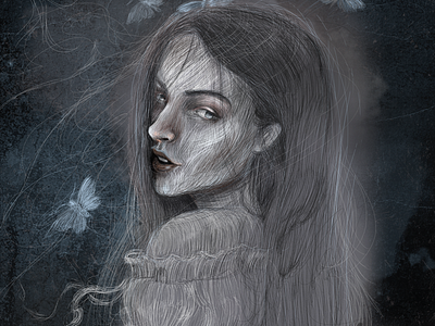 Ghost art character illustration dark digital fantasy ghost girl illustration tell a story