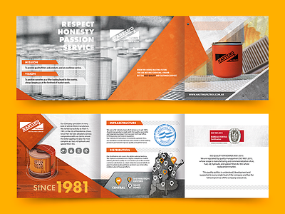 Tríptico Institucional: Hasting Filtros branding graphic design information design print