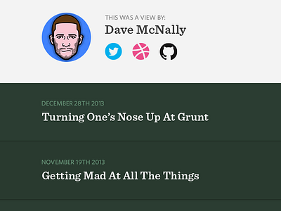 Post List articles avatar dribbble github icons sentinel twitter whitney