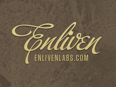 Enliven Labs Logo v2.1 buffet script enlivenlabs logo script tungsten type treatment