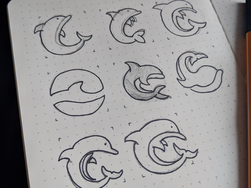 🐬 Sketches dolphin pencil paper sketch logo branding