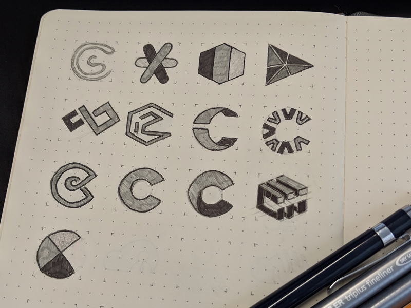 Collaboration logo icons marks collaboration sketch concept branding