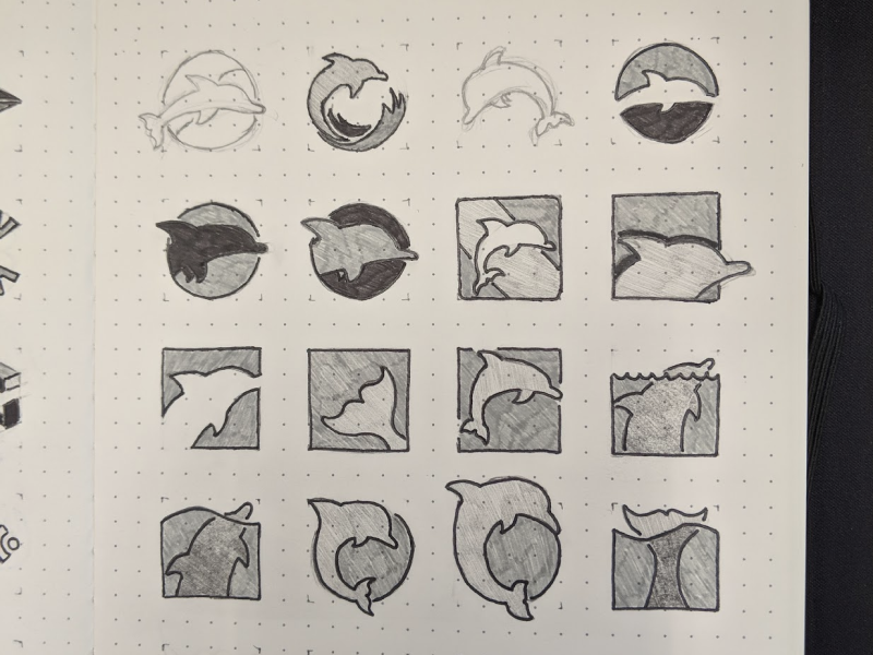 Simpler Dolphin Sketches identity logo branding sketches dolphins