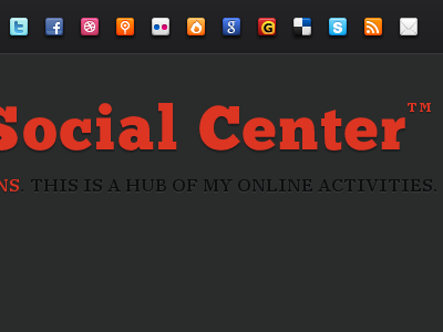 Social Center box shadow chunk css3 gradient icons komodomedia lifestream personal social text shadow