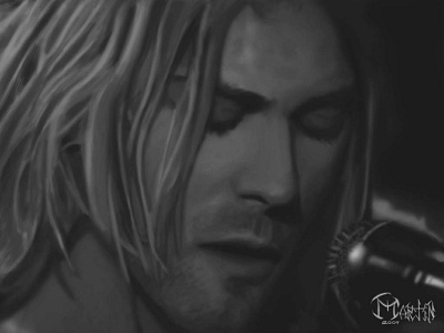 Kurt Cobain grey greyscale grunge illustration kurt cobain photoshop