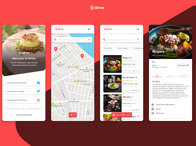 GFree - Find Gluten-Free and Celiac Friendly places app branding design ui ux