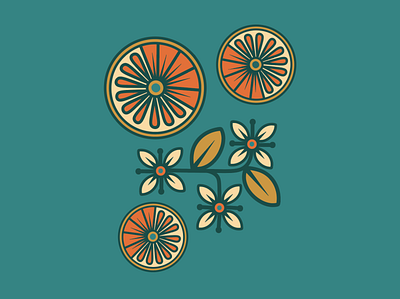 Citrus & Blossoms graphic design illustration