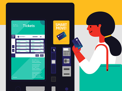 Ticket machine 2d animation character character animation design fab design flat flat design illustration motion graphics