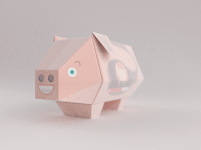 Piggy bank! - Animation for a Cause 3d a4c animation for a cause charity fab design origami paper pig piggy bank turntable