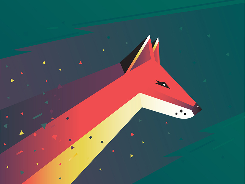 A Fox gradients particles wild animal illustration print low poly flat design fox