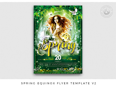 Spring Equinox Flyer Template V2 bash break day design equinox faerie flyer garden green night nightclub party photoshop pixie poster print promotional psd spring template