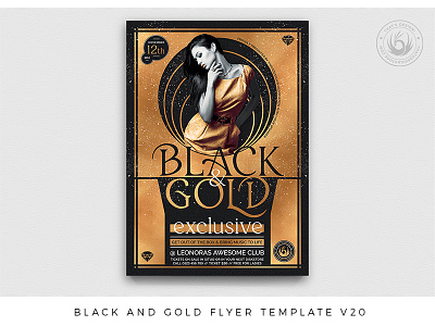 Black and Gold Flyer Template V20 black black and gold classy club club night design elegant exclusive flyer glam glamour gold luxury party photoshop poster print psd sexy template