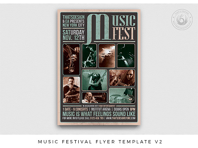 Music Festival Flyer Template V2 album album cover band concert design event fest festival flyer gig grunge indie live music photoshop poster print psd rock template